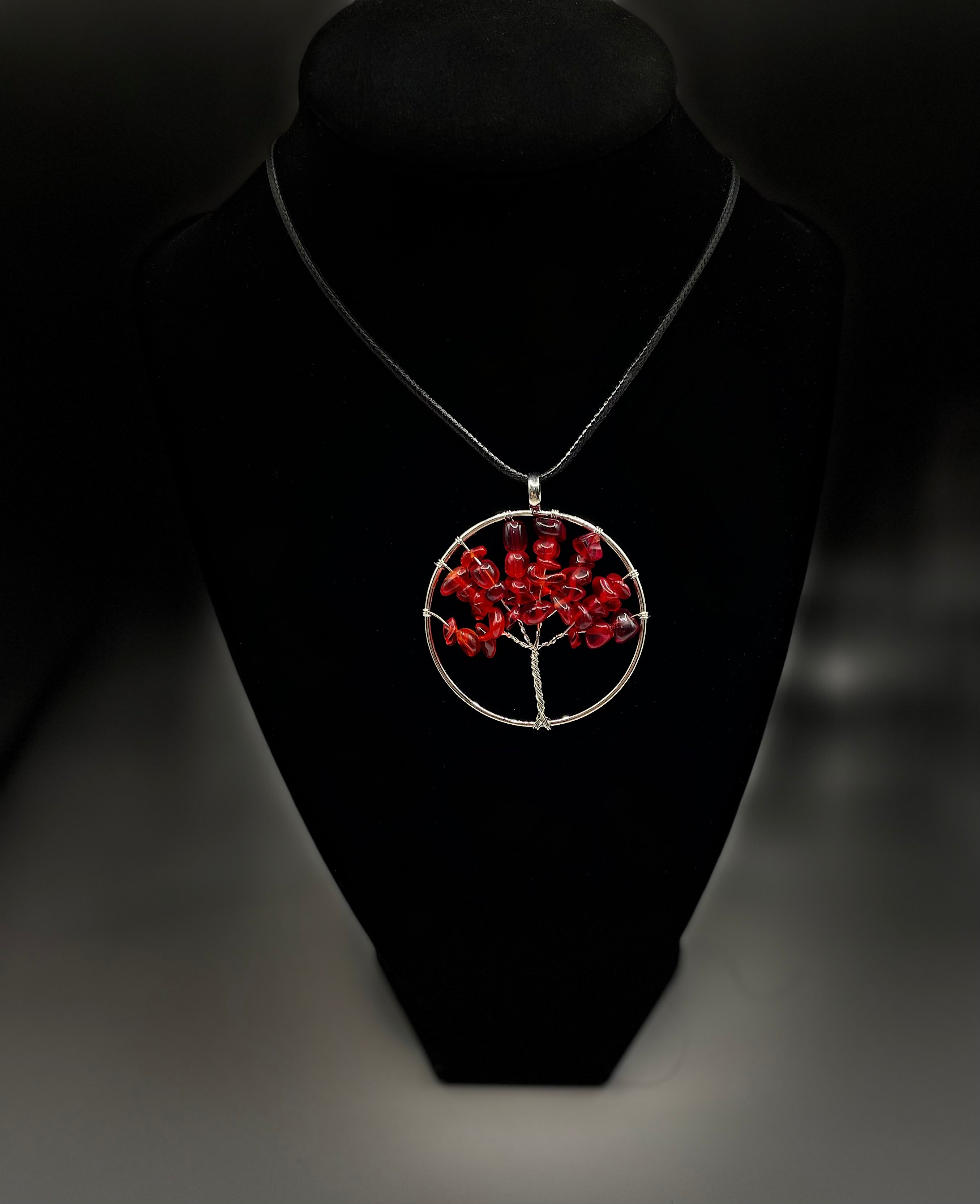 Red Agate Tree of Life Necklace