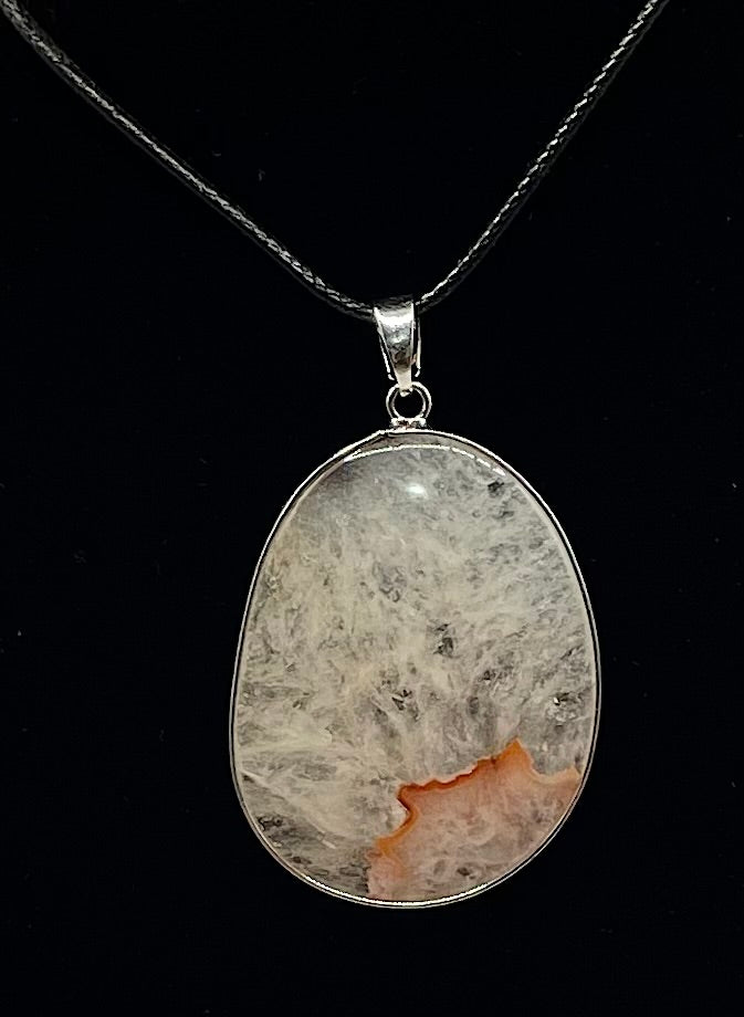Flower Agate Oval Pendant