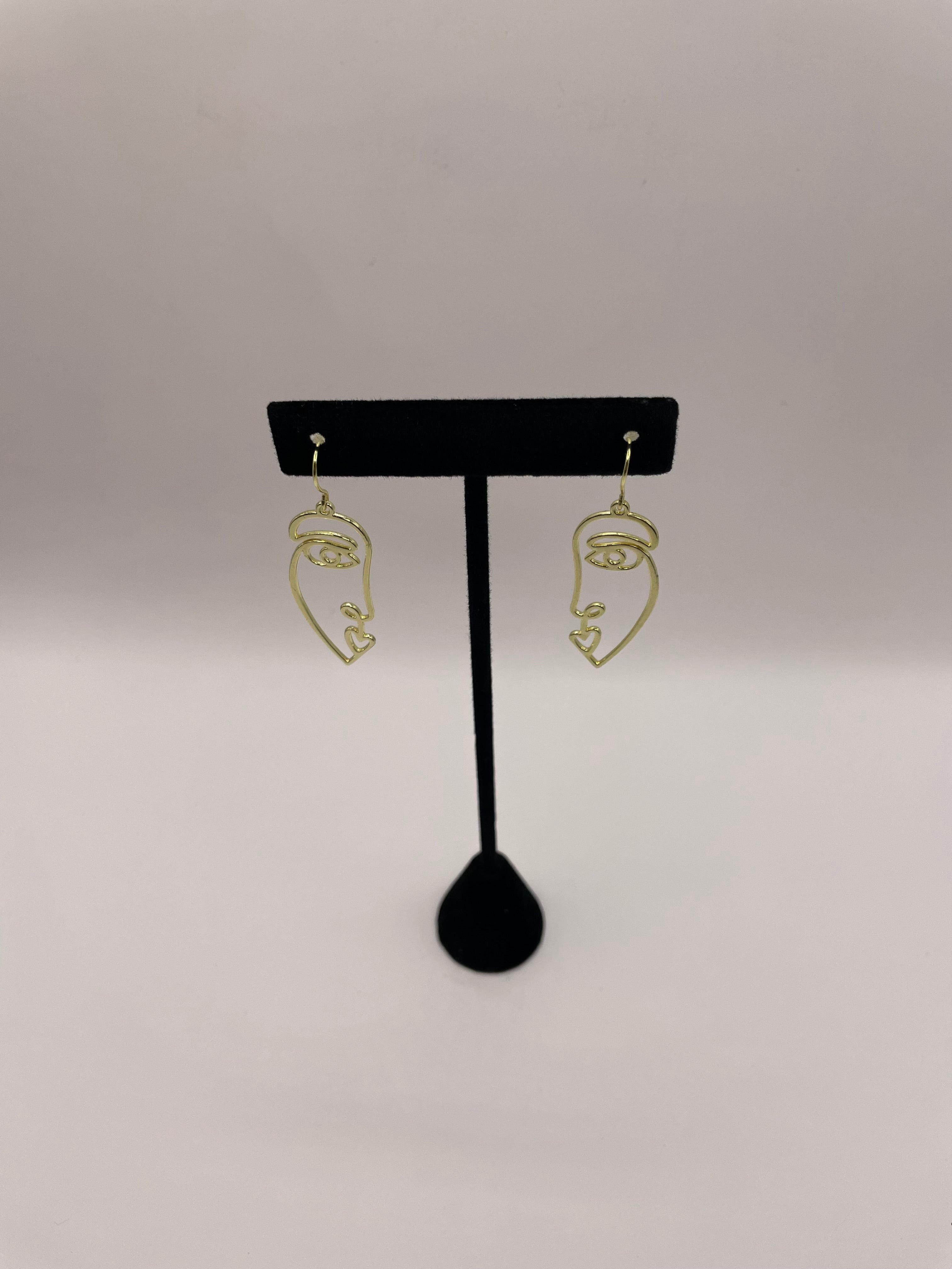 Eye & Heart Abstract Face Earrings