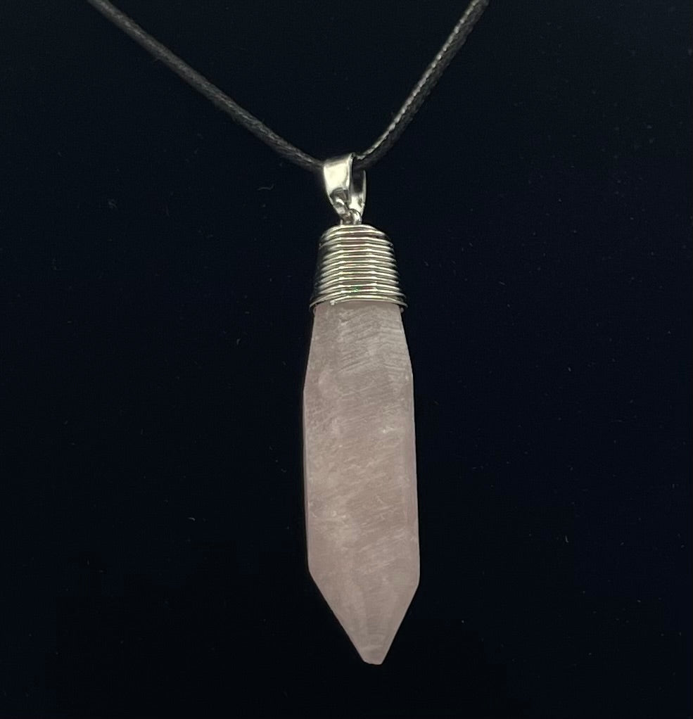 Rose Quartz Crystal Point Necklace
