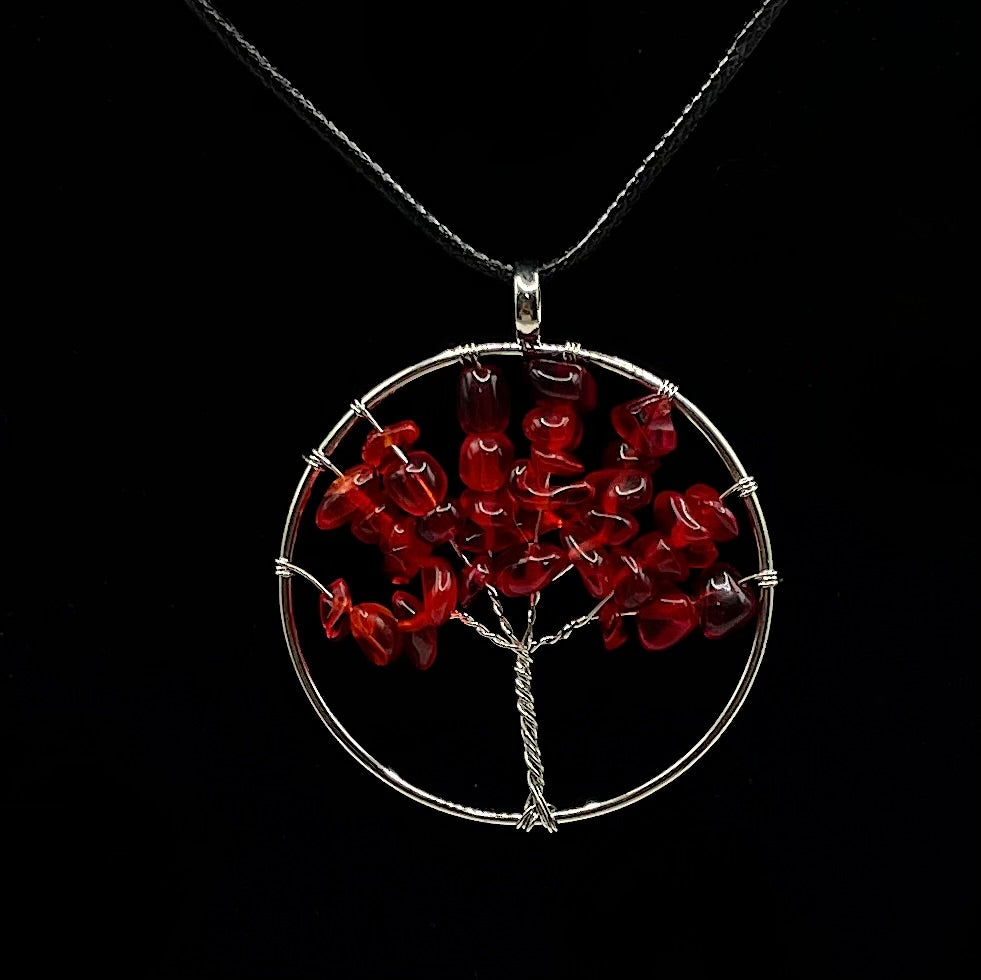 Red Agate Tree of Life Necklace
