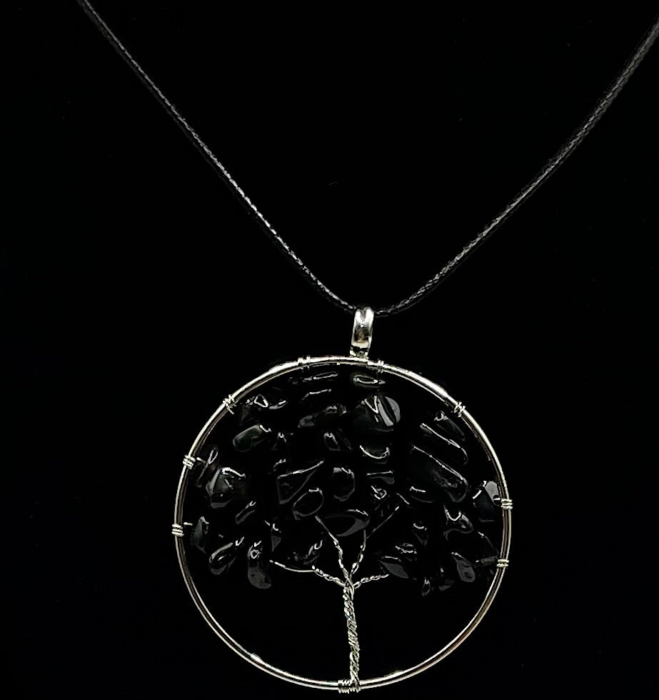 Black Obsidian Tree of Life Necklace