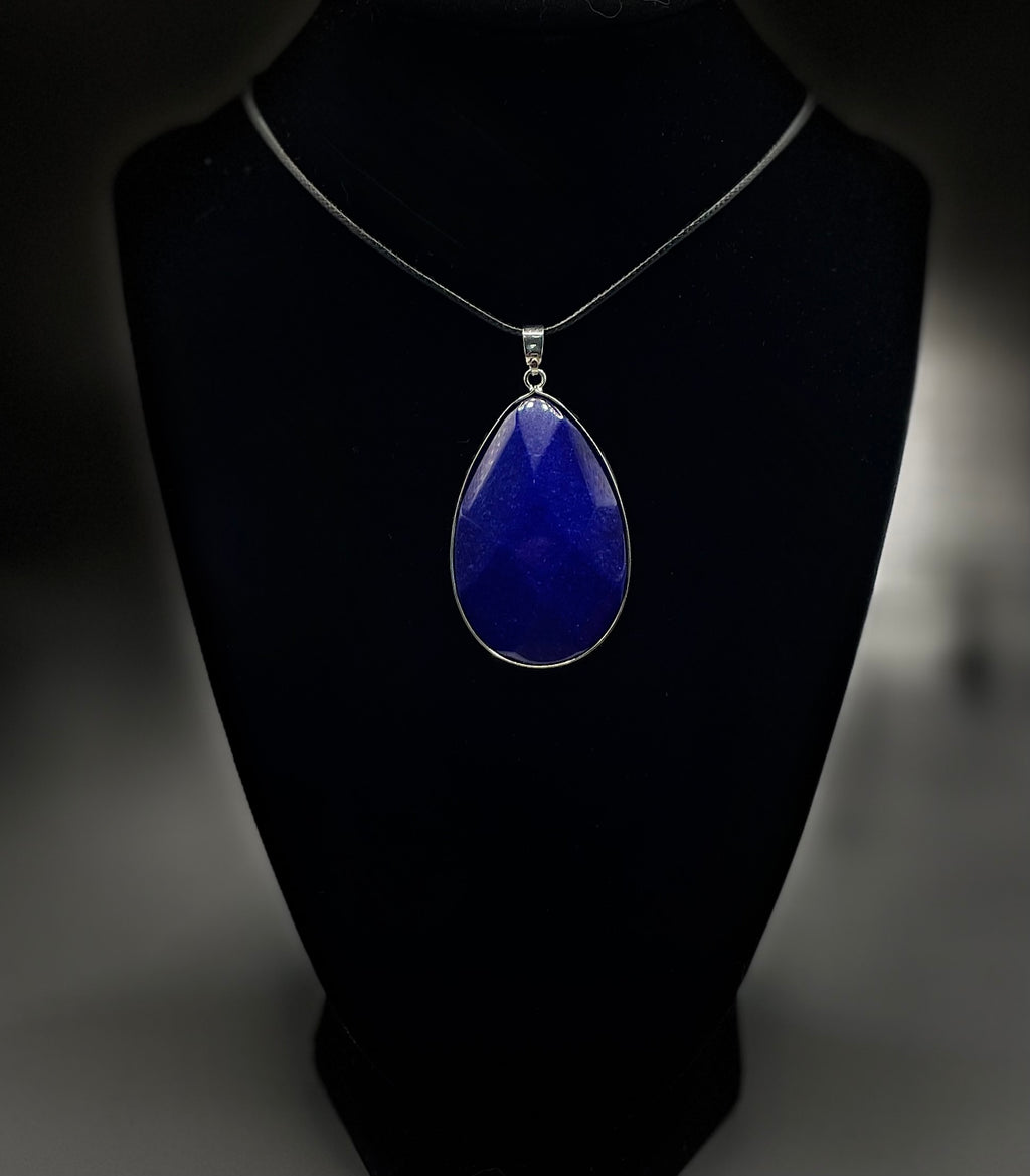 Faceted Blue Teardrop Necklace