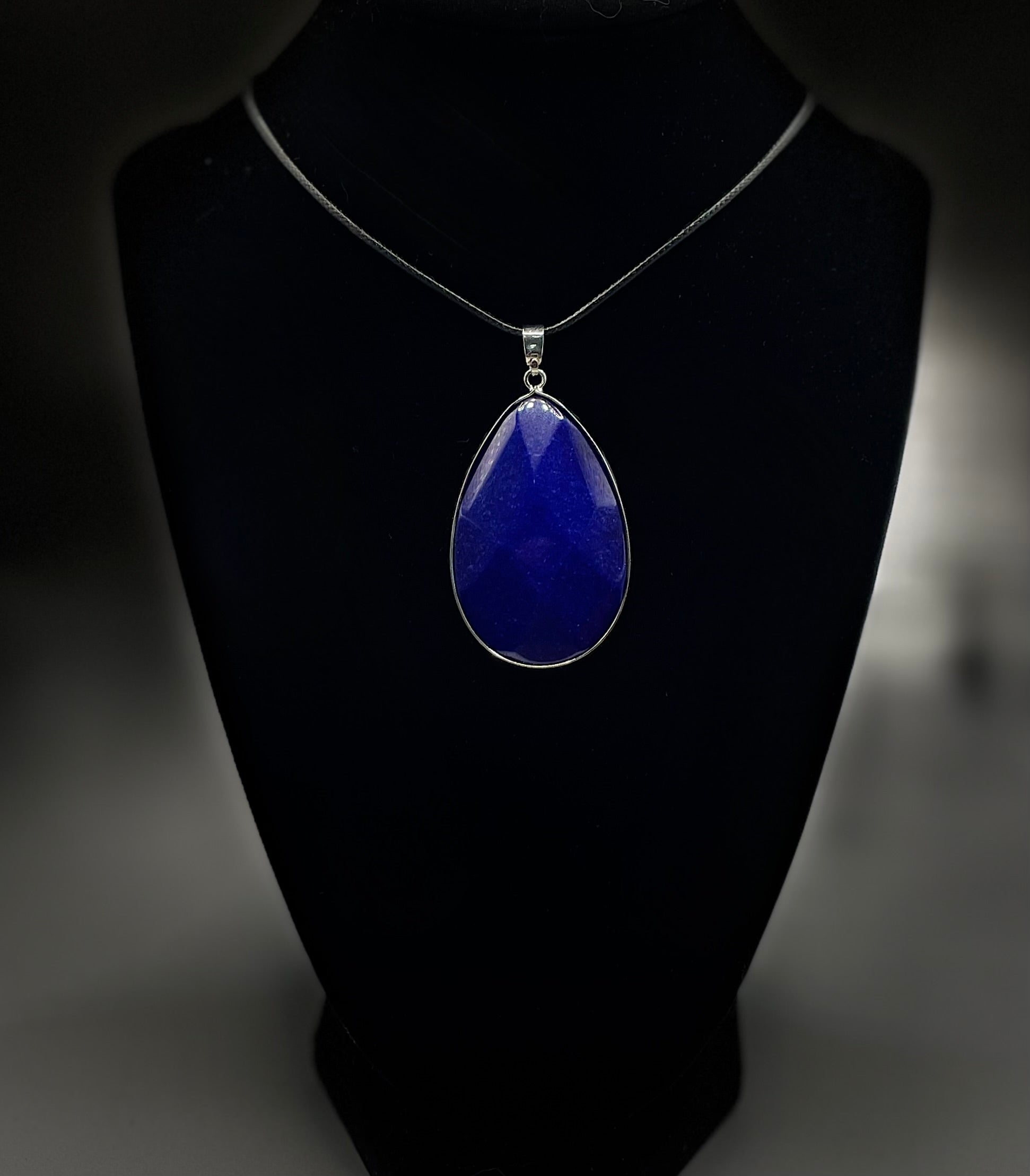 Faceted Blue Teardrop Necklace