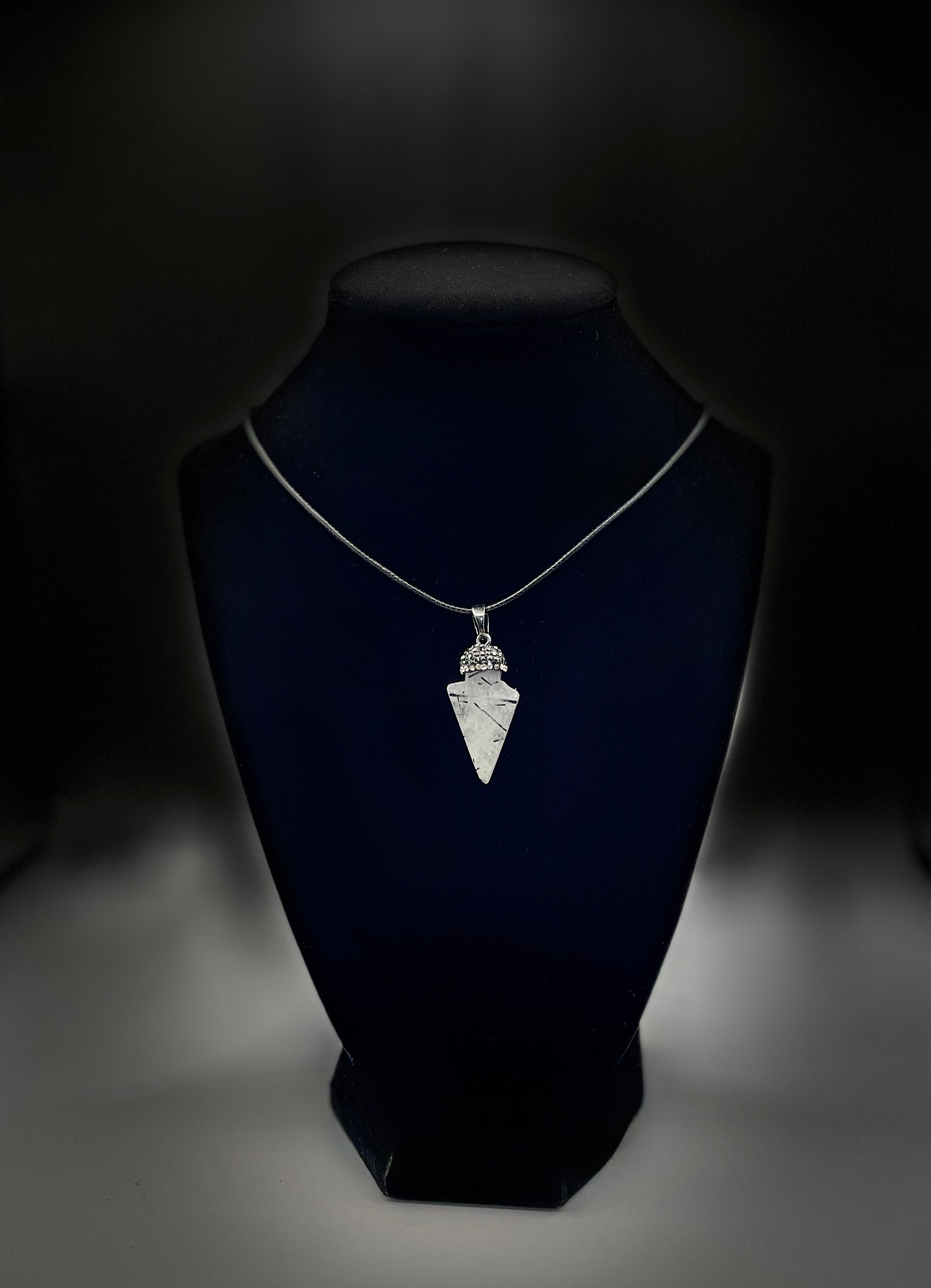 Tourmalinated Quartz Arrow Pendant