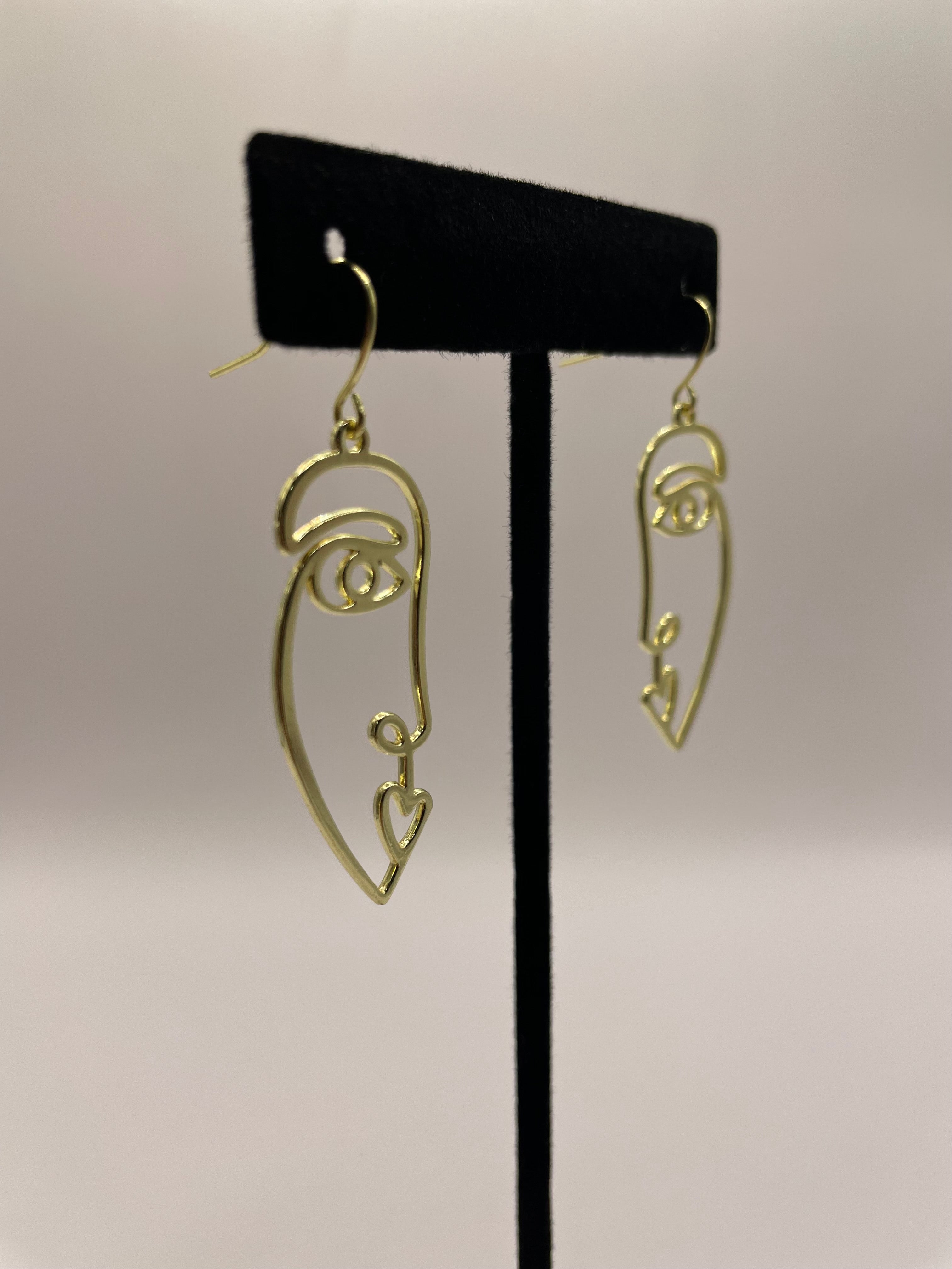 Eye & Heart Abstract Face Earrings