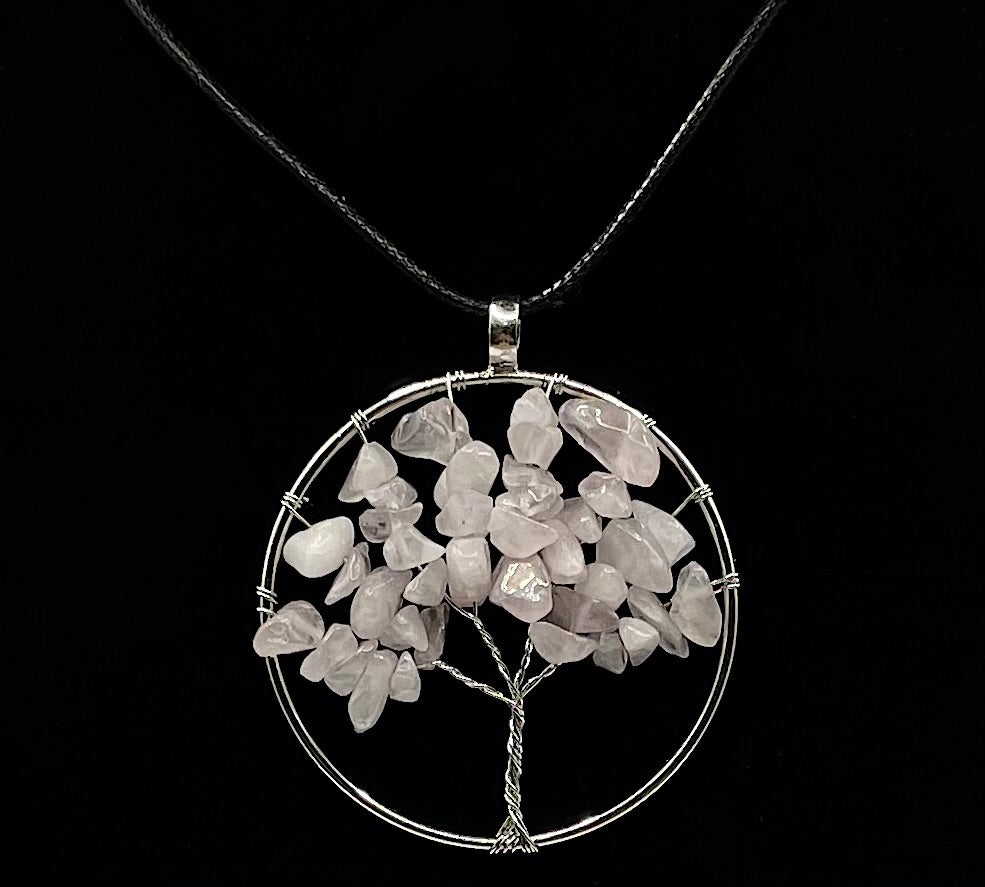 Rose Quartz Tree of Life Necklace