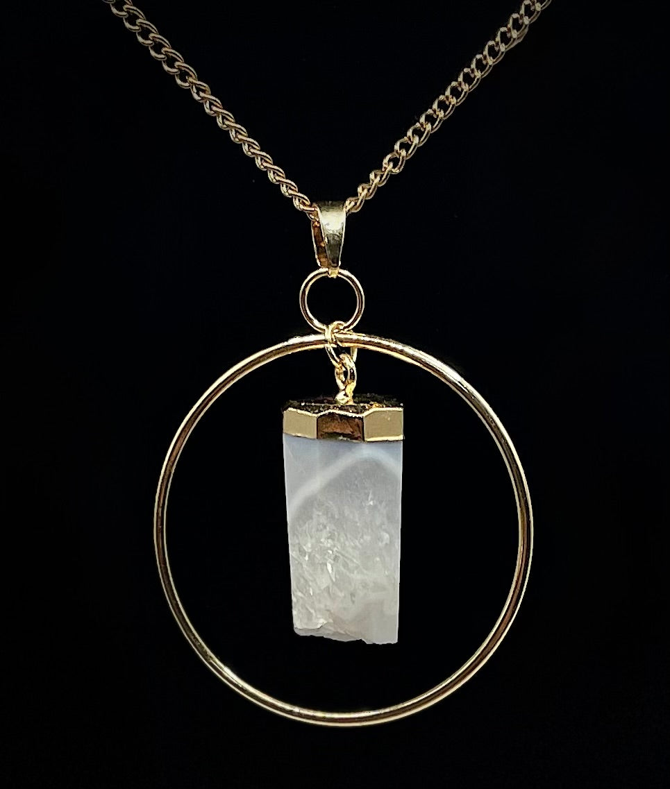 Selenite Crystal Circle Necklace