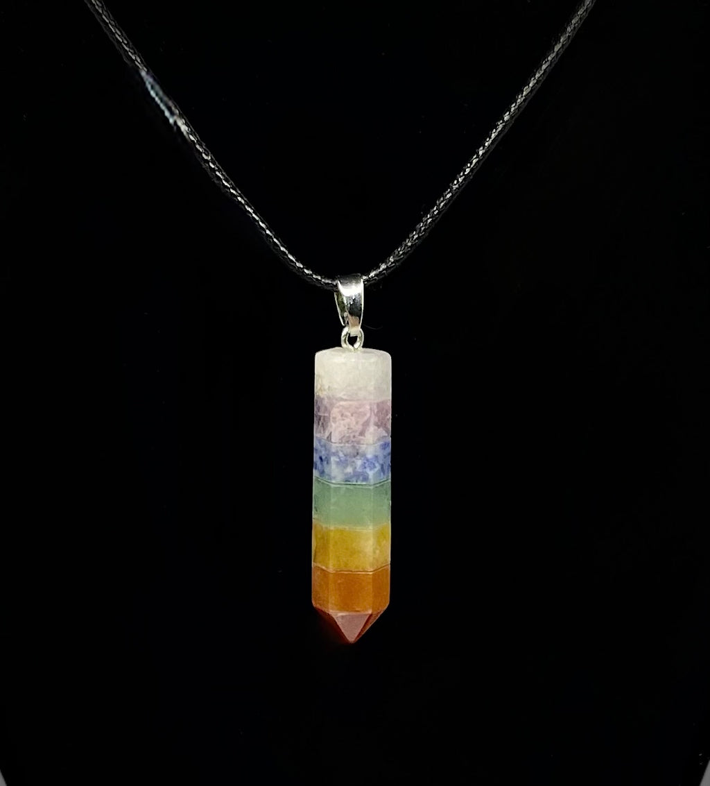 Seven Chakra Crystal Point Necklace