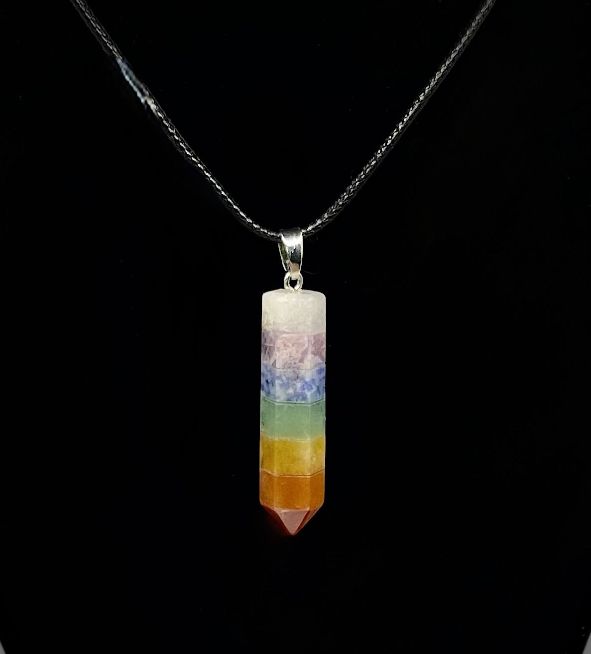 Seven Chakra Crystal Point Necklace