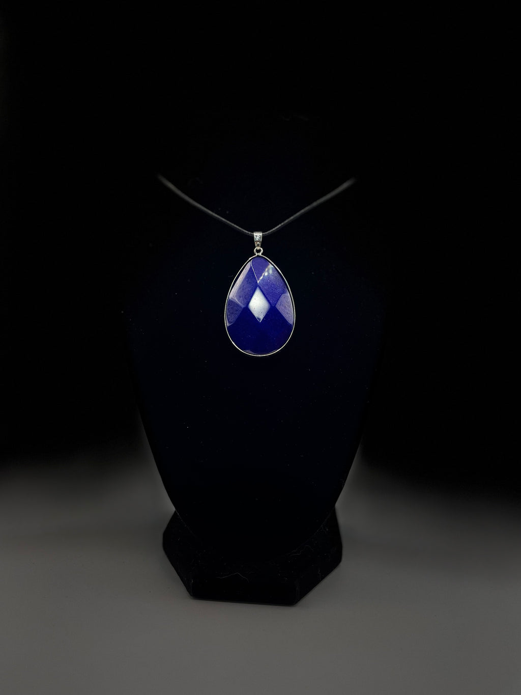 Faceted Blue Teardrop Necklace