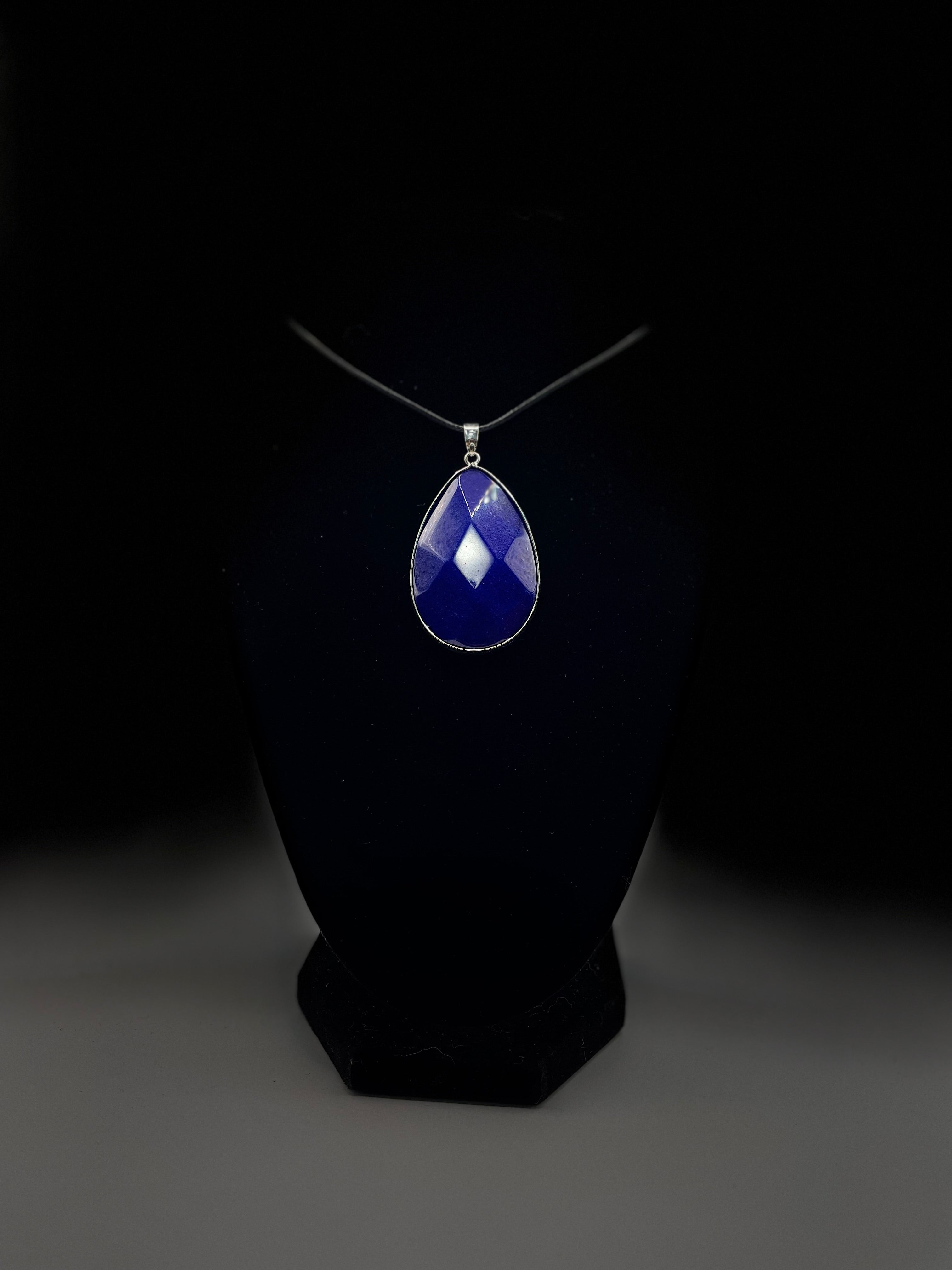 Faceted Blue Teardrop Necklace