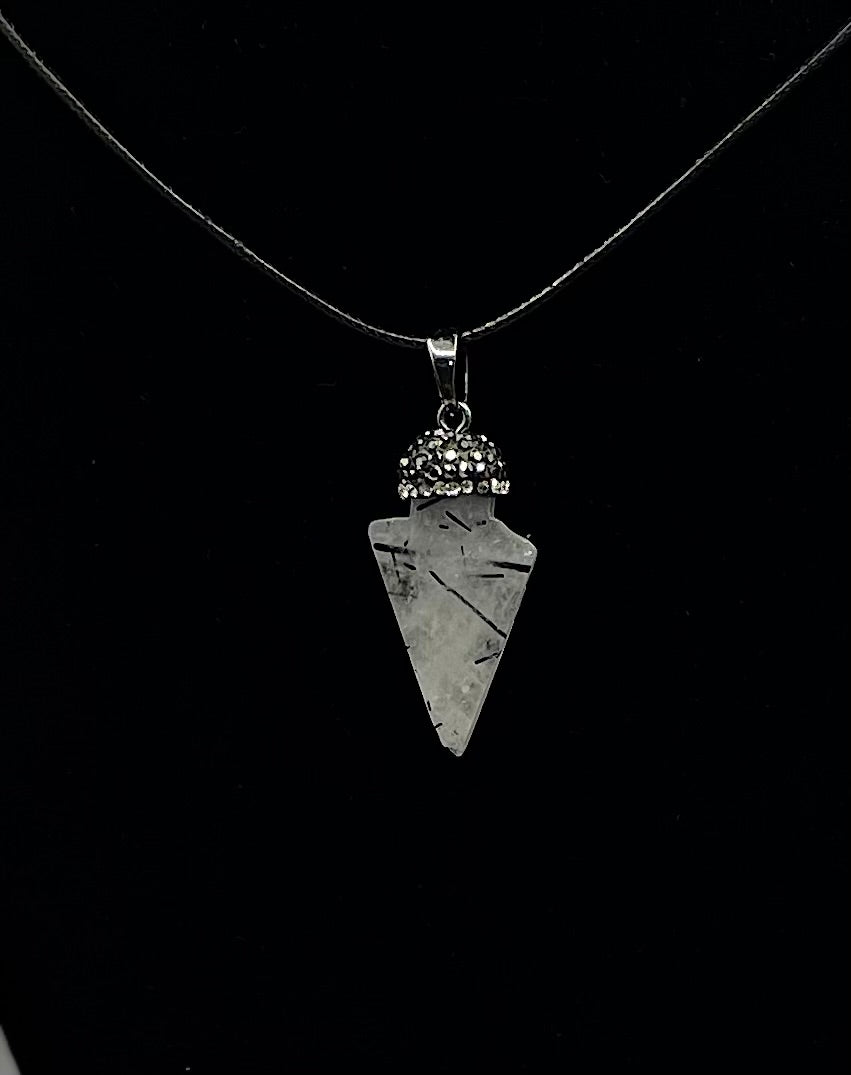 Tourmalinated Quartz Arrow Pendant