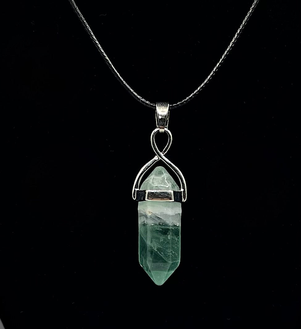 Green Fluorite Crystal Point Necklace